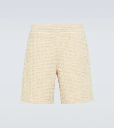 Givenchy 4g Cotton-blend Terry Bermuda Shorts In White