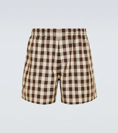 Bode Gilbert Check Shorts In Brown