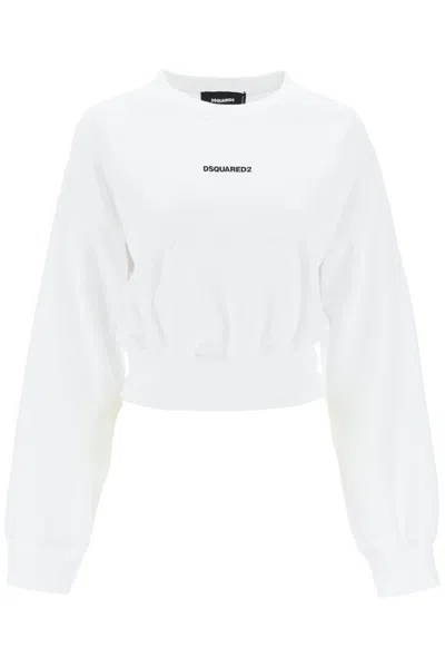 Dsquared2 Cropped Sweatshirt With Logo Women In White