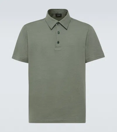 Brioni Cotton Piqué Polo Shirt In Green