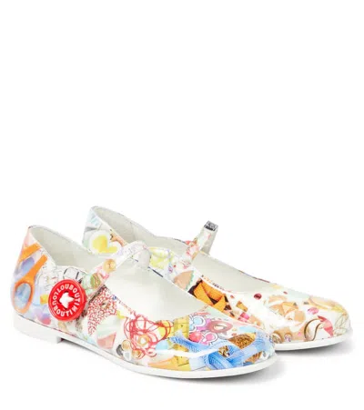 Christian Louboutin Kids' Melobib Patent Leather Mary Jane Flats In Neutral