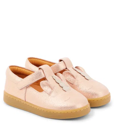 Donsje Kids' Esterre Metallic Leather Shoes In Pink