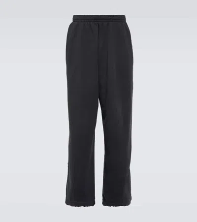 Balenciaga Baggy Cotton Fleece Sweatpants In Black