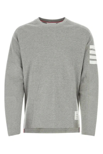 Thom Browne Man Grey Cotton T-shirt In Gray