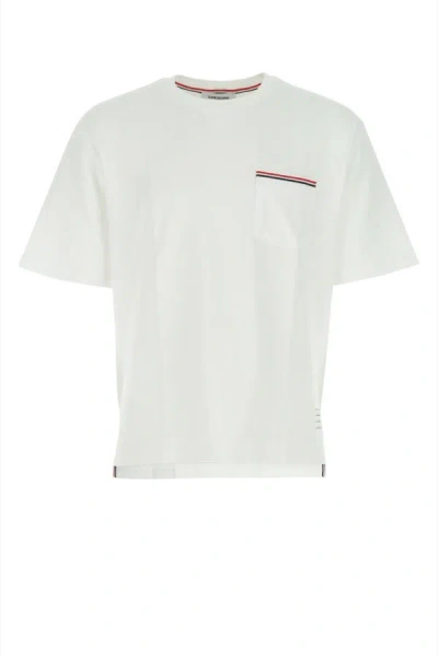 Thom Browne Oversized Short Sleeve Pocket Tee In Milano Cotton In White