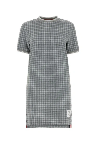 Thom Browne Woman Embroidered Stretch Tweed T-shirt Dress In Multicolor