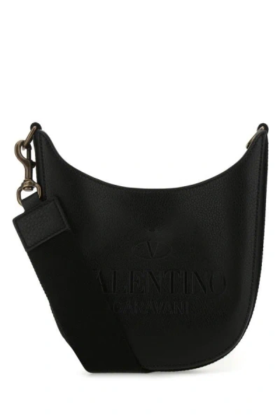 Valentino Garavani Man Black Leather Identity Crossbody Bag