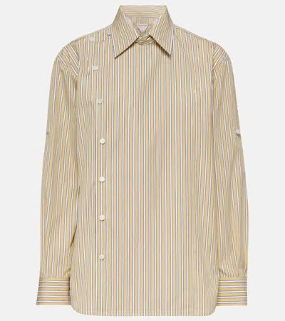 Bottega Veneta Asymmetric Striped Cotton-poplin Shirt In Yellow/white