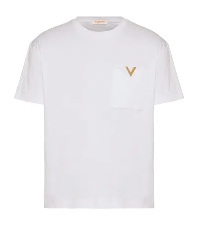 Valentino Cotton V-pocket T-shirt In White