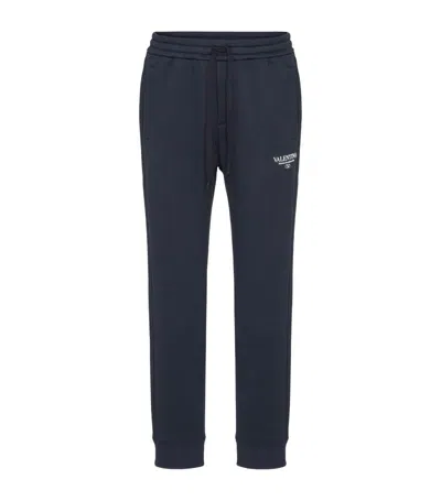 Valentino Cotton-blend Jersey Sweatpants In Blue