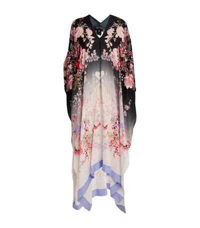 Meng Silk-satin Floral Kaftan Dress In Multi