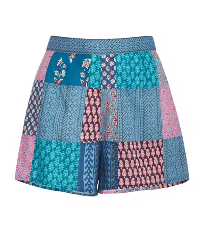 Boteh Cotton Patchwork Cedella Shorts In Multi