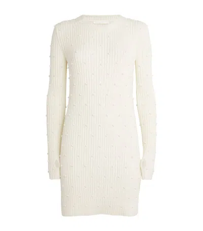 Helmut Lang Cotton Embellished Sweater Dress In Ivory