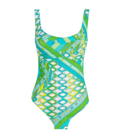 Emilio Pucci Pucci Vivara Print Scoop-neck Swimsuit In Green