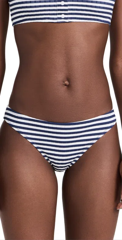 Solid & Striped The Elle Button Bikini Bottoms French Navy Stripe