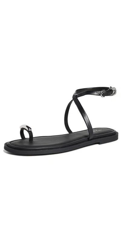 Rag & Bone Geo Leather Toe-ring Flat Sandals In Black