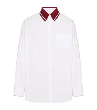 Valentino Cotton Contrast-collar Shirt In White