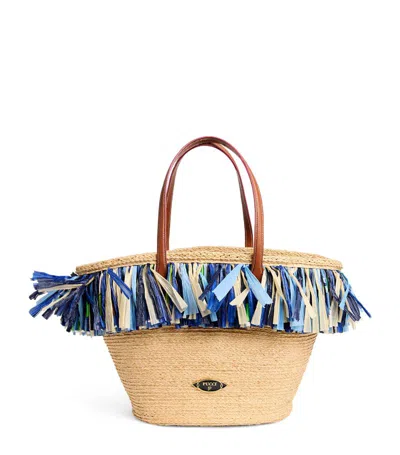Emilio Pucci Pucci Woven Puccing Basket Bag In Beige