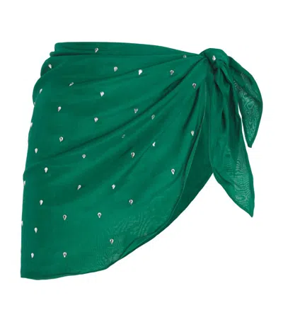 Oseree Cotton-silk Embellished Pareo In Green