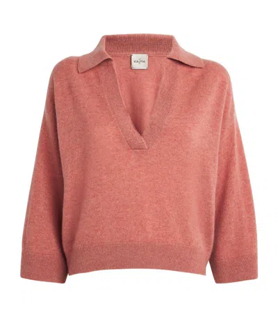Le Kasha Organic Cashmere Polo Sweater In Pink