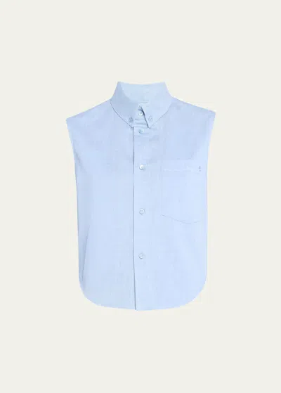 Marni Sleeveless Cotton Shirt In Light/blue