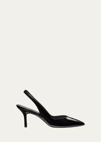 Stuart Weitzman Women's Eva 75mm Patent Leather Slingback Pumps In Black