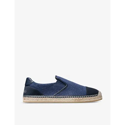 Jimmy Choo Mens Navy Mix Ivan Slip-on Canvas And Suede Espadrilles