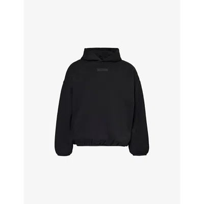 Essentials Fear Of God  Mens Black Brand-patch Relaxed-fit Cotton-blend Hoody