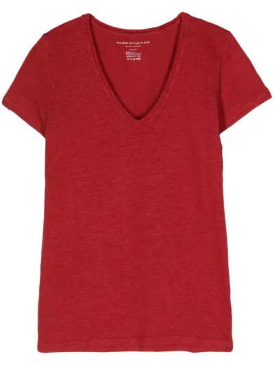 Majestic Linen T-shirt In Red