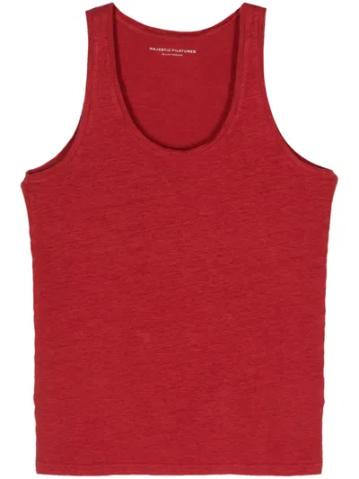 Majestic Linen Tank Top In Red