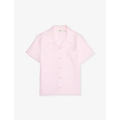 Pangaia Boys Magnolia Pink Kids Regular-fit Short-sleeve Linen Shirt 3-12 Years