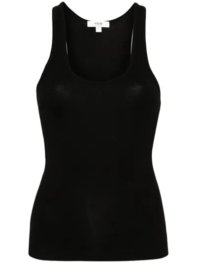 Agolde Ribbed-knit Tank Top In Black