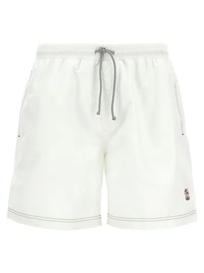 Brunello Cucinelli Logo Swimsuit In White