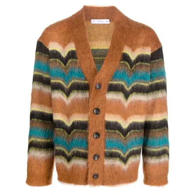 Avril 8790 Striped Knit Cardigan In Brown
