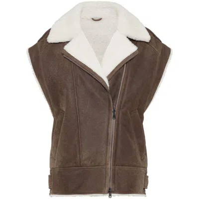 Brunello Cucinelli Leather Outerwears In Brown