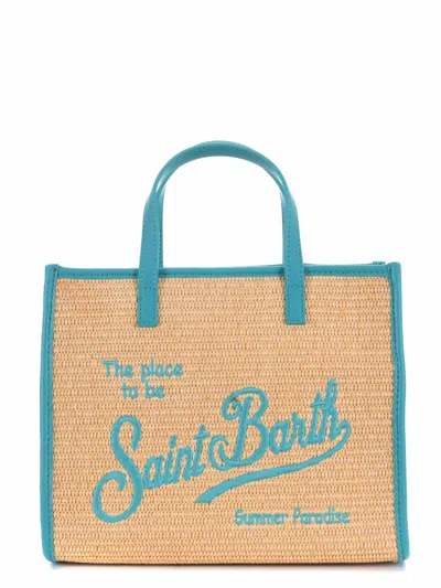 Mc2 Saint Barth Small  Shopping Bag In Beige/turchese