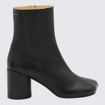 Mm6 Maison Margiela Black Leather Tabi Ankle Boots