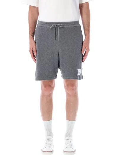 Thom Browne Midi Shorts In Textured Cotton In Med Grey