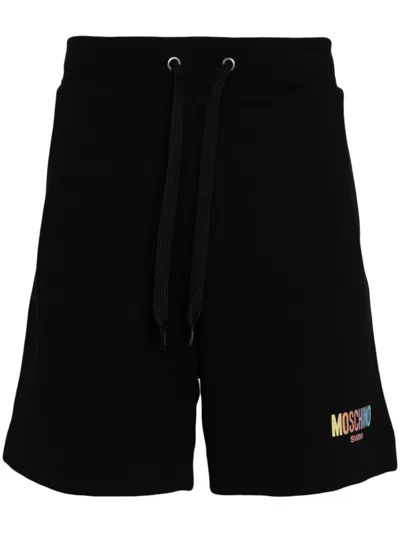 Moschino Logo-print Track Shorts In Black
