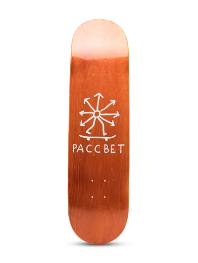 Paccbet Logo-print Wood Skateboard Deck In Orange
