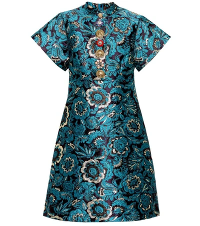Dolce & Gabbana Embellished Metallic Jacquard Mini Dress In Floral