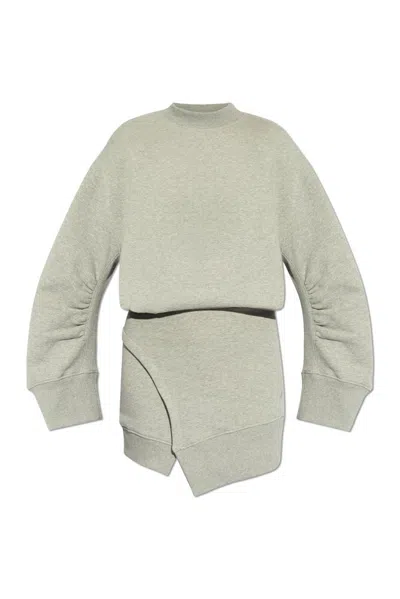 Attico The  Asymmetric Mini Sweatshirt Dress In Grey