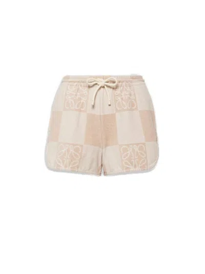 Loewe + Paula's Ibiza Cotton-blend Terry Jacquard Shorts In Beige