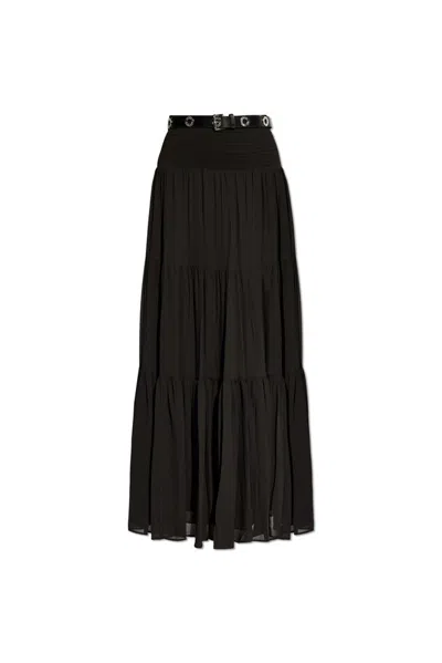 Michael Michael Kors Belted Pleated Maxi Skirt In Black