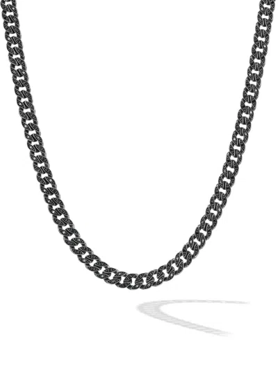 David Yurman Men's Curb Chain Necklace With Diamonds In Silver, 6mm, 24"l In Black Diamond