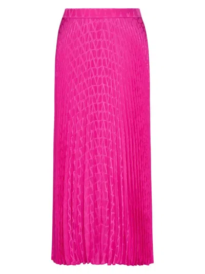 Valentino Toile Iconographe Silk Skirt In Fuchsia