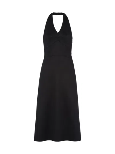 Prada Double Cashmere Halter Midi-dress In Black