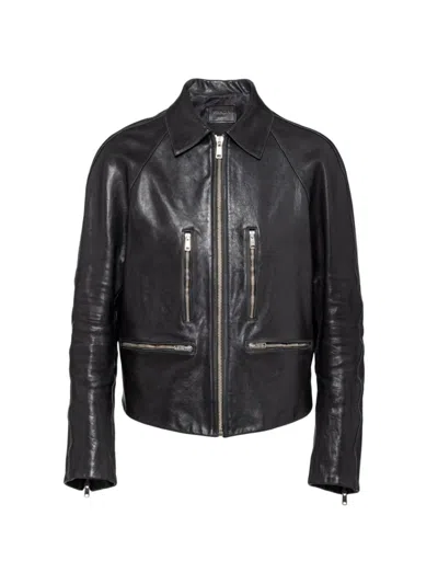 Prada Leather Jacket In Black