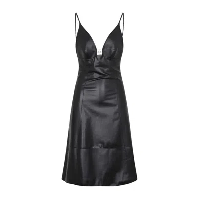 Loewe Anagram Embellished Leather Midi Dress In Black