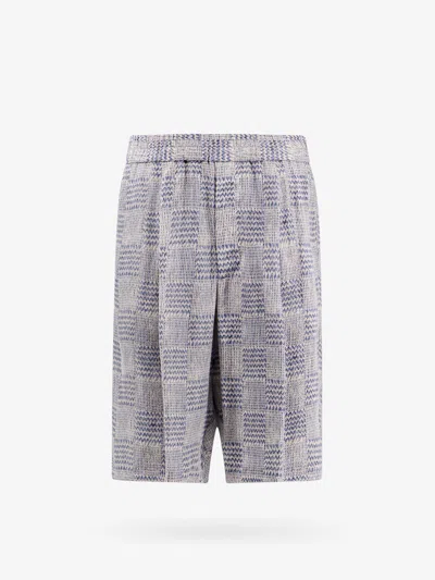 Giorgio Armani Official Store Printed Cupro Bermuda Shorts In Blue